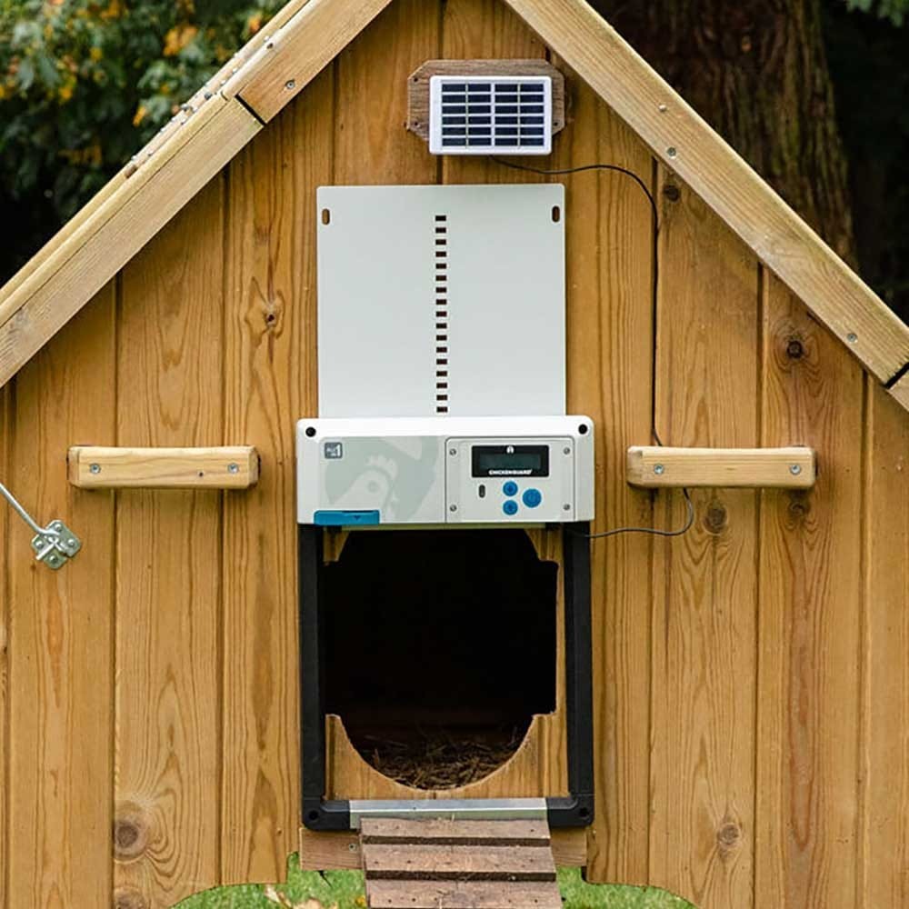 CoopGuard installed on a chicken coop