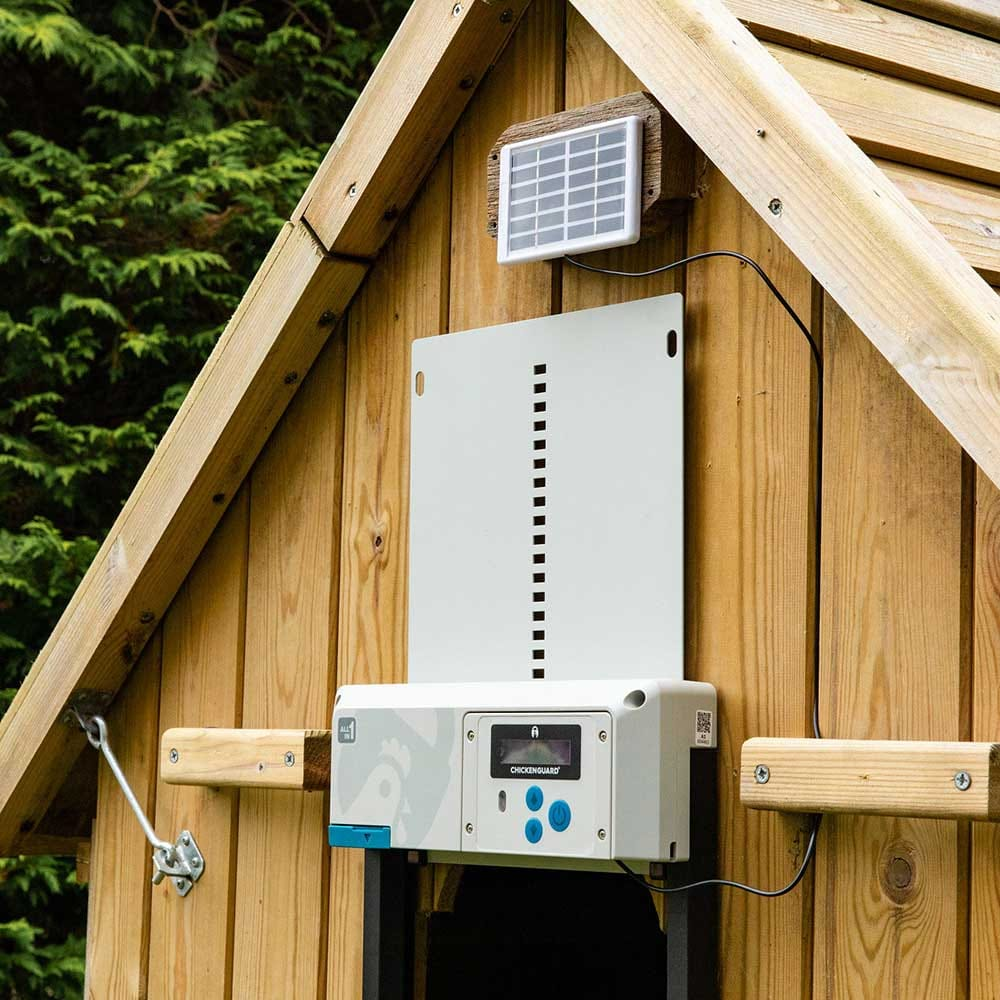 CoopGuard Pro Kit close-up with LCD display and solar panel